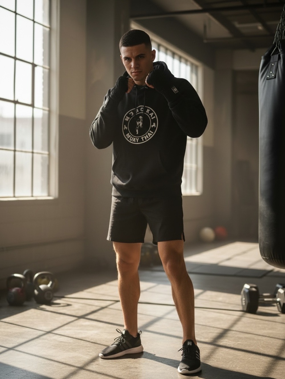 Men's Black Graphic Hoodie - Muay Thai Logo